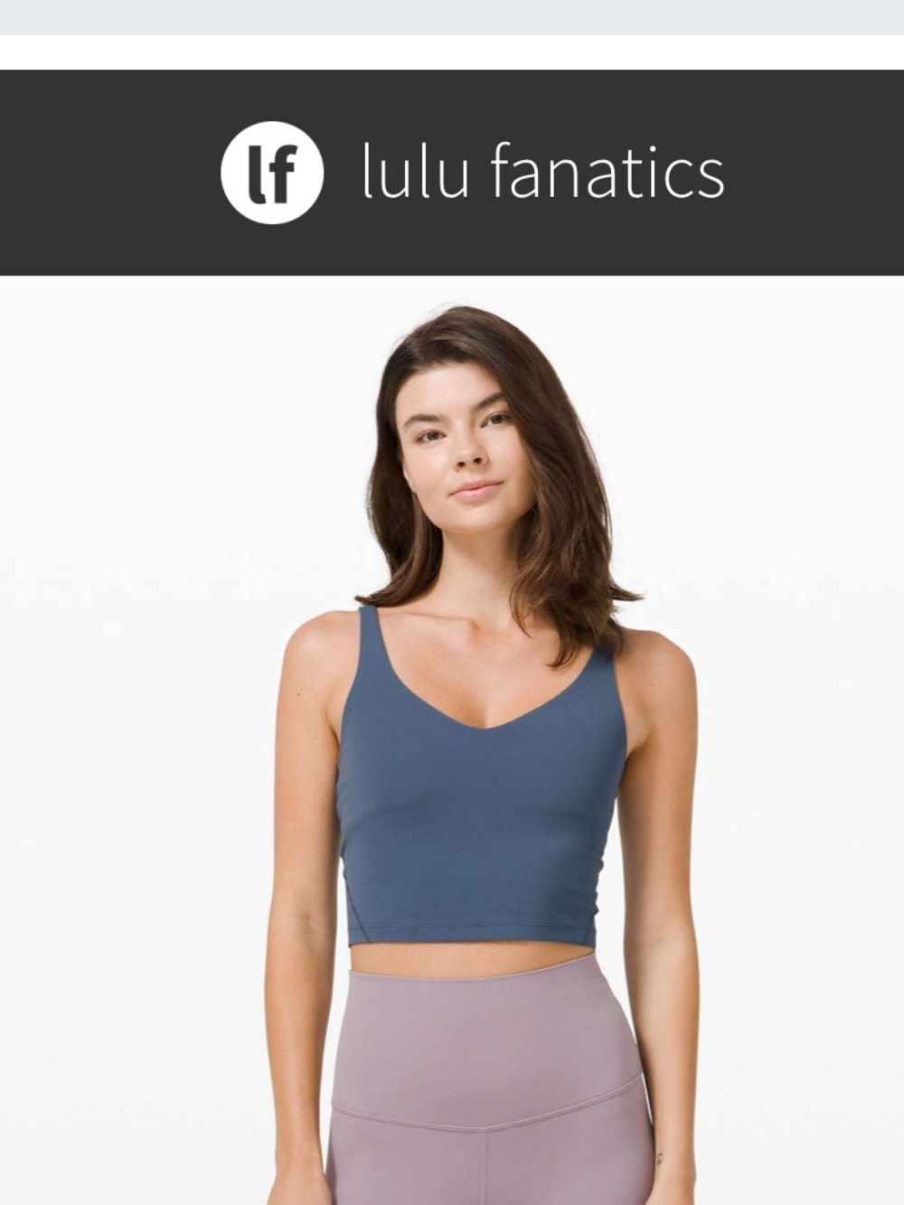 Lululemon Align Cropped Tank Top Sz 8 Iron Blue Fitted Built in Bra Nulu